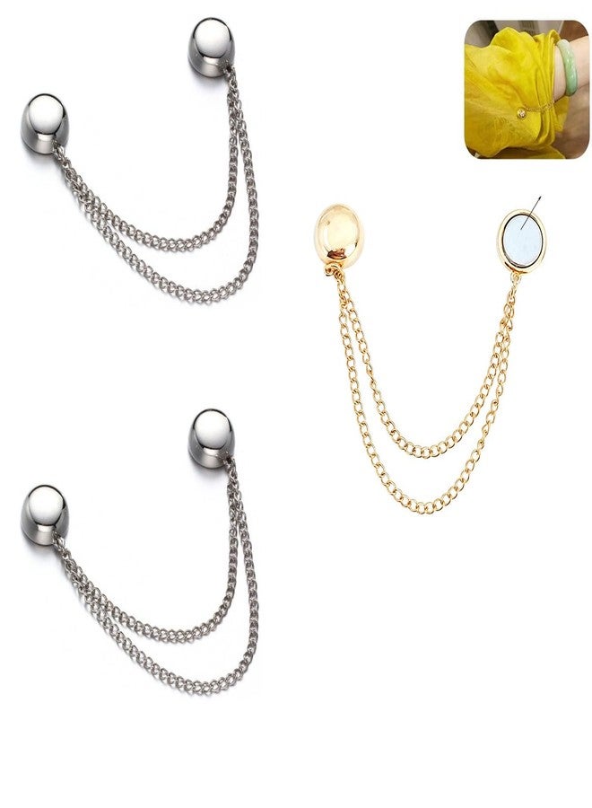 DraCra 3 Pack Magnet Clothing Pins Hijab Magnets with Decorative Metal Chain Magnetic Clothing Clips Magnetic Brooch Stay in Place for Scarf Muslim Sleeves Shirts Headscarf Shawl Cardigan Cuff Hem - Image 1